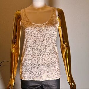 Gently/Lightly Used MODA INTERNATIONAL Med. Cream Gold Sequin Tank Top